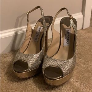 Jimmy Choo Glitter Sling Back Heels size 38.5